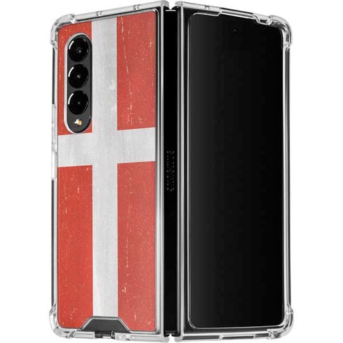 Denmark Flag Distressed Galaxy Z Fold4 5G Clear Case